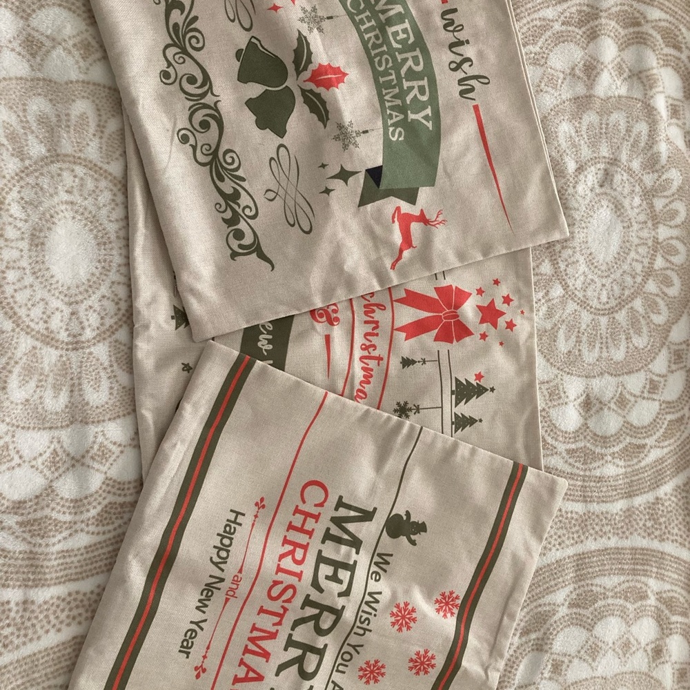 Set of three throw pillow covers. Approximate 18 x 18.